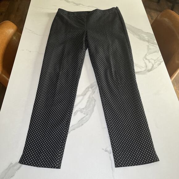 Tabots Chatham Ankle Pants Womens Size 6 Black w/ White Design Stretch Size Zip - Picture 1 of 11